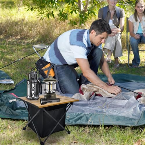 Foldable Camping Side Table, Ultralight Small Beach Aluminum, Portable Outdoor Table with Carry Bag and Storage for Picnic, Grill, Hiking, Fishing, Sand, Camping, Nature - color: Nature, size: 16‘’ Small