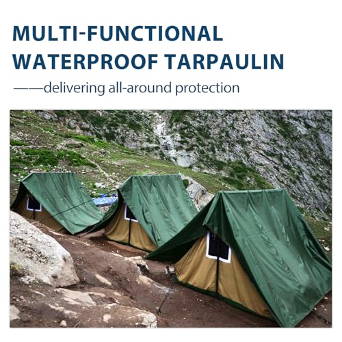 Tarp Waterproof 10x20 Multi-Purpose Green Camping Tarps 8Mil Thick with Reinforced Grommets for Under Pool, Emergency Rain Cover Outdoor - size: 10×20 Ft