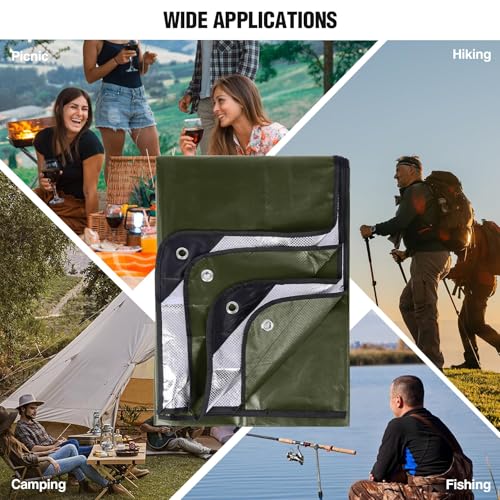 RedSwing 2 Pack Heavy Duty Waterproof Emergency Thermal Tarp, Insulated Survival Blanket for Outdoor Camping, Hiking, and Emergency Shelter, Green - color: Green 83''x59'',2 Packs