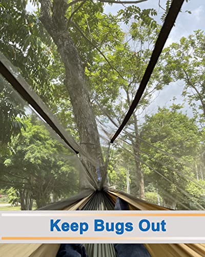 Sunyear Camping Hammock, Portable Single & Double Hammock with Net, 2 Person Hammock Tent with 2 * 10ft Straps, Best for Outdoor Hiking Survival Travel - color: Usa Green Bundle, size: 78"W*118"L (Double)