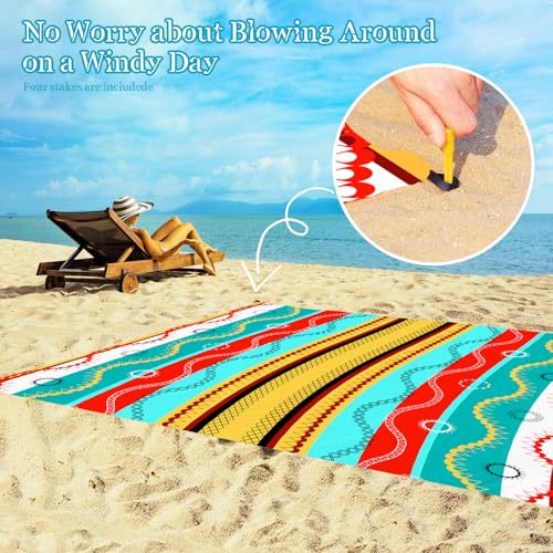 Beach Blanket Waterproof Sandproof 1-7 Adult Oversized 78 '' × 81 '' Lightweight Durable Compact Sand Free Extra Large Beach Mat for Travel Camping Hiking Picnic Blanket - color: Boho, size: 78“x81”