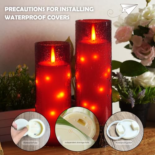 kakoya 11" x 4" Large Outdoor Waterproof Flameless LED Candles with Remote and Timer,Acrylic Pillar Candles Battery Operated with Embedded Star String for Porch,Patio,Outdoor Decor,Set of 2(Red) - color: Red, size: 2PCS-D4"xH11"