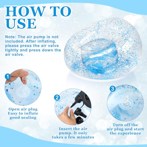 Realspring Inflatable Bean Bag Chair for Adult Bean Bag Sofa Chair Blow up Inflatable Furniture for Outdoor Living Room Bedroom Balcony Travel Party Gift Accessories(Blue Glitter,2 Pcs) - color: Blue Glitter