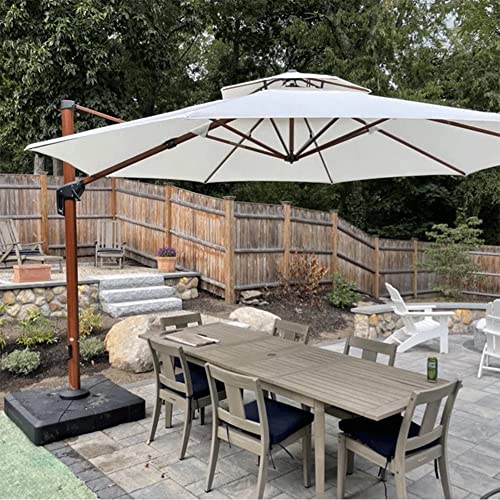 PURPLE LEAF 13ft Patio Umbrella Outdoor Round Umbrellas Large Cantilever Umbrella Windproof Offset Umbrellas Heavy Duty Sun Umbrella for Garden Deck Pool Patio, Cream - color: Cream, size: 13 Feet, style: Umbrella