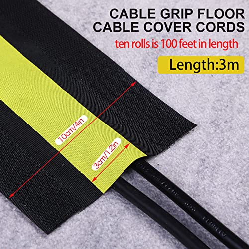 WILLBOND Carpet Cord Cover Cable Protector Floor Cover Cable Protector Management Only for Commercial Office Carpet(98.43 ft,Yellow and Black) - color: Black and Yellow, size: 98.43 ft