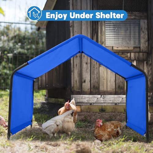 Dog Shade Shelter Outside 4'x4'x3' Tent for Large Medium Dogs, Outdoor Sun Rain Canopy Pet House for Livestock Pigs Cats with Waterproof Roof Ground Nails,Deep Blue - color: Deep Blue