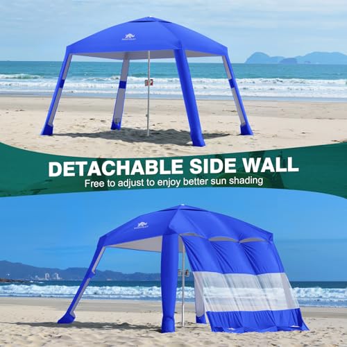 Rhino Valley Beach Cabana, 8 * 8FT Beach Tent UPF50+ Protection, Easy Setup Beach Canopy Wind Resistant with Cup Holder, Compact Beach Shade Foldable Beach Tent Sun Shelter,Dark Blue - color: Dark Blue