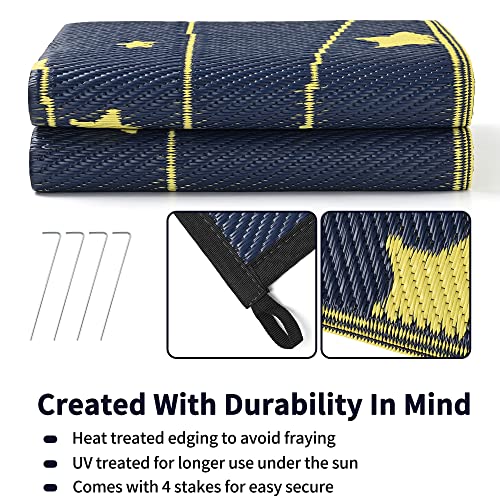 Boulder Bee Outdoor Rugs | Plastic Straw Rug | Waterproof Outdoor Camping Rugs | Quick Drying Picnic Rug | Sand Free Reversible Beach Mats | 5 x 8 Feet | 2.7 lb - color: Dark Blue, size: 5*8 Feet