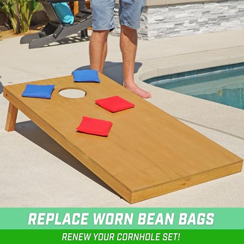 GoSports Official Regulation Cornhole Bean Bags Set of 8 – for Competitive Cornhole Games - All Weather - American Stars and Stripes or Red and Blue - color: Red and Blue