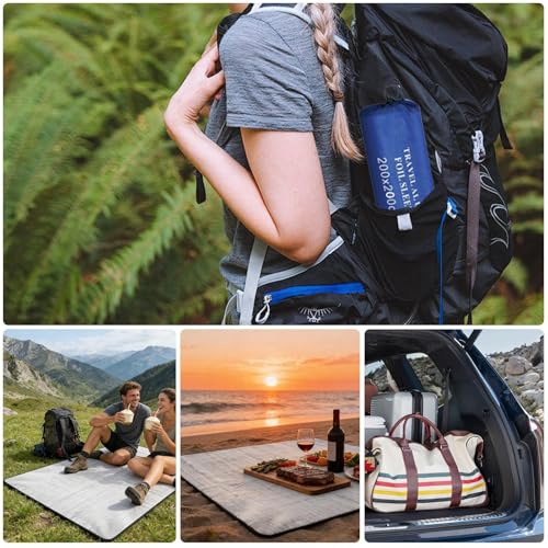 Foam Foil Mat - 200x200cm Waterproof Insulation, Thermal Tent Sleeping Mat, Reflective Ground Sheet | Protective Picnic Blanket for Campers Hikers Women Men Backpacking Hiking Music Festival