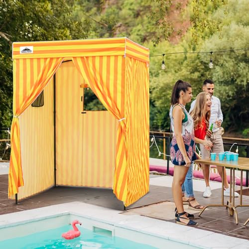 EAGLE PEAK Flex Compact 5x5 Pop-up Canopy Changing Room, Portable Privacy Dressing Room for Indoor Fashion Photoshoots, Camping, or Pool, Yellow/Orange - color: Yellow/Orange, size: 5x5 ft