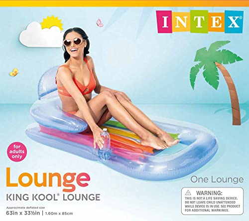 Intex King Kool Inflatable Lounge, 63" X 33.5", 1 Pack (Colors May Vary)