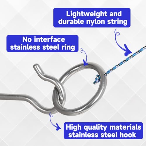 GSE Games & Sports Expert Hook and Ring DIY Kit, Stainless Steel Ring Toss Target Game Set with Nylon String and Accessory for Indoor and Outdoor with Family and Friends