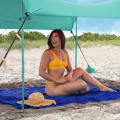 Red Suricata Family Beach Tent & Canopy, UPF50 Sun Shade, 4 Aluminum Poles, Sand Shovel, Medium Portable Sun Shelter (Medium, Turquoise) - color: Turquoise, size: Medium 7' x 7'