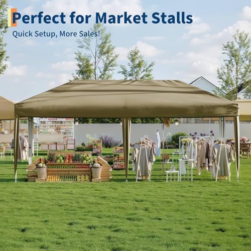 Canopy Tent, Heavy Duty Pop Up Canopy with 2 Detachable Panels, All-Weather Party Tent for Vendor Shows, Folding Commercial Shade Canopy Shelter
