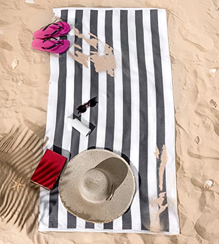 American Soft Linen Cabana Striped Beach Towels, 30x60 inch 4 Piece Oversize Pool Towels, Quick Drying Sand Free Swim Towels, Gray - color: Dark Grey