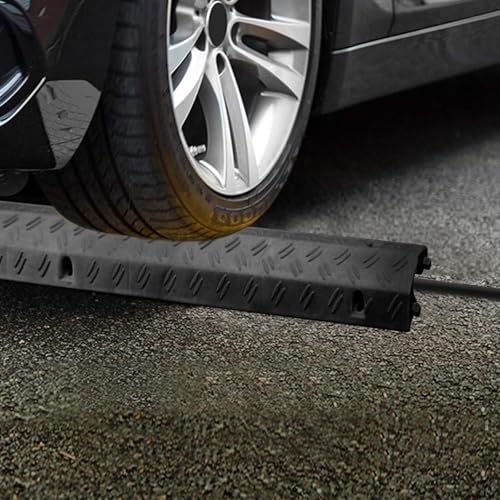 Drive Over Cable Protector 1 Channel Cable Ramps 2000 Lbs Max with Fixing Holes Speed Bumps for Outdoor & Indoor Use(Black) - color: Black