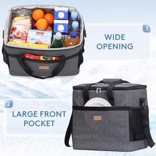 Lifewit Cooler Bag 30/50/60 Cans Collapsible and Insulated Large Lunch Bag Leakproof Soft Cooler Portable Tote for Camping/BBQ/Family Outdoor Activities - color: Dark Gray, size: 50-Can(30L)
