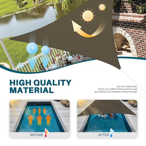 Coarbor 3' x 3' x 3' Sun Shade Sail Canopy Sunshade Outdoor Heavy Duty Triangle Fabric Cloth Screen for Patio Garden Yard Deck Pergola Canopy (Brown) - color: Brown, size: 3'x3'x3'