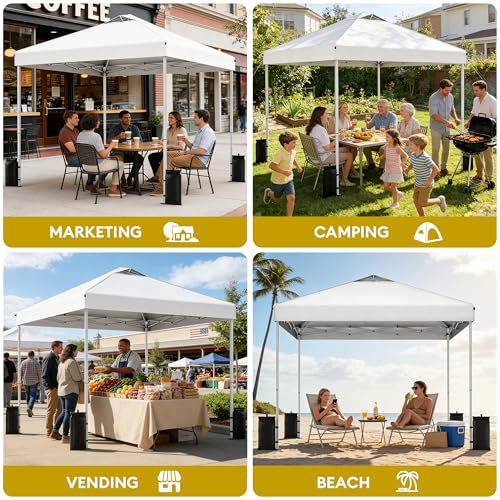 SANWAY 10x10 Pop Up Canopy Tent, One Push Setup, Heavy Duty Portable for Beach Camping Parties with Vents - Snow White - color: Snow White