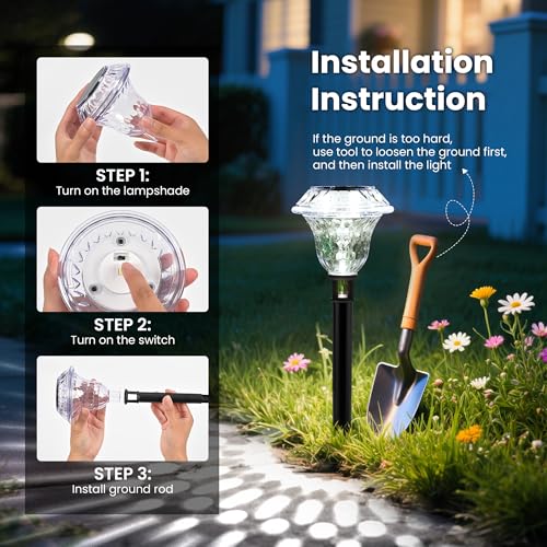 Solar Pathway Lights Garden Decor for Yard, Solar Garden Lights for Outside Waterproof Landscape Lighting, Garden Decorative for Walkway, Driveway, Yard, Landscape, Lawn (6 Pack Cold White) - color: Cold White, size: 6