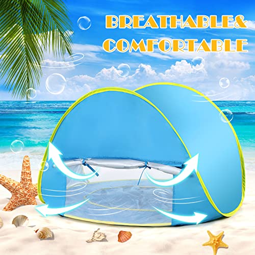 Baby Beach Tent with Pool, Pop Up Sun Shelter UPF 50+ UV Protection for Infant Toddlers, Portable Shade Tent with Carry Bag for Beach Outdoor Travel - color: Blue