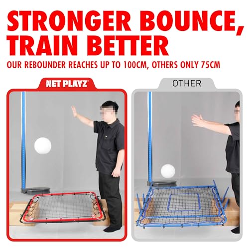 Soccer Rebounder Rebound Net, Kick-Back 3X3FT | Football Training Gifts, Aids & Equipment for Kids Teens & All Ages, Portable, 6 Adjustable Angles