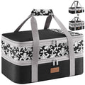Lifewit Insulated Double Decker Casserole Carrier, Expandable Lasagna Lugger Tote Bag for Hot or Cold Food, Fits 9" x 13" Baking Dish for Potluck Parties, Picnic and Cookouts, Black-Flowers - color: Black-Flowers