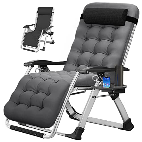 MOPHOTO Zero Gravity Chair, Outdoor Padded Lounge Chair with Side Table, Zero Gravity Recliner Chair, Outdoor Reclining Chair, Sturdy & Comfortable, Supports up to 440lbs - color: Alloy Gray, style: Zero Gravity Chair