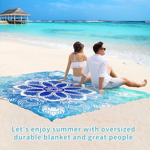 Beach Blanket 78''×81'' Suits 1-5 Adults Waterproof Sandproof Oversized Lightweight Blanket Packable Large Picnic Mat for Beach Travel Camping Picnic Hiking - color: Mandala, size: 78''x81''