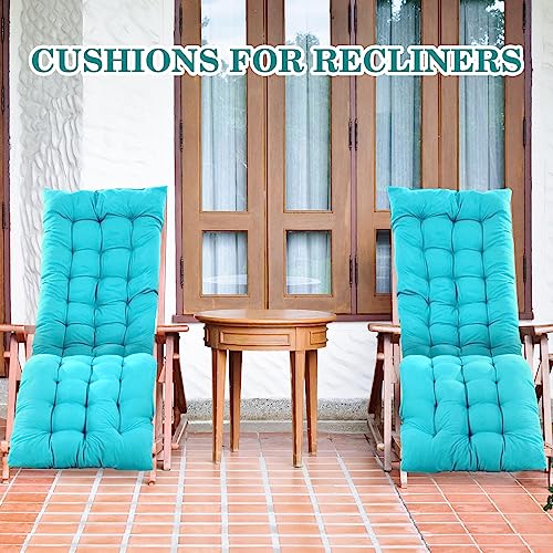 67 x 19 Inch Chaise Lounge Cushions Soft Lounge Chair Cushion Gravity Chair Cushion Sofa Lawn Furniture Cushion Pad with 6 Tie for Outdoor Indoor Patio Home Without Headrest (Lake Blue,2 Pcs) - color: Lake Blue
