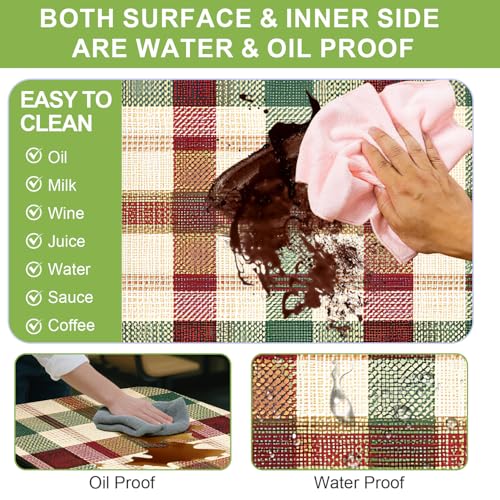 ANNA QUEEN Classic Plaid Picnic 6FT Picnic Table Cover with Bench Covers Set of 3 with Drawstring Bag, Checkered 72"x30" Waterproof Picnic Tablecloth & Bench Covers for Outdoor BBQ - color: #56