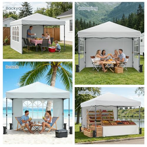 Raynesys Sidewall for 10x10 Canopy Tent, Waterproof Silver-Coated Fabric, UPF 50+ UV Protection, 3 Pack Canopy Wall 114''x72'', No Frame or Top Cover, White - color: White