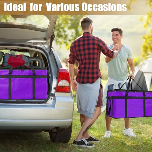 PEASUG Insulated Bags for Food Delivery, XXXL Pizza Delivery Bags, Large Capacity Cooler Bag Keep Food Warm for Grocery Shopping and Catering, Foldable, Heavy-Duty (Purple) - color: Purple, size: XXX-Large