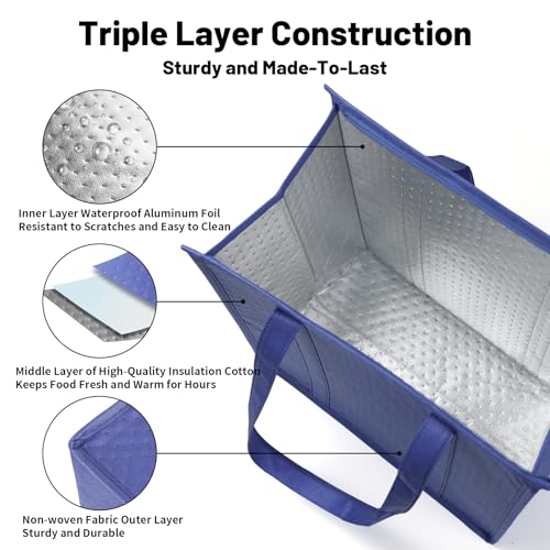 Insulated Grocery Bags with Zippered top Frozen Food Shopping Groceries Travel Insulated Tote Cooler Thermal Bags - color: Mixed