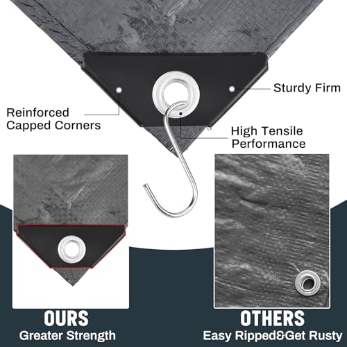 8 Pack 6 x 8 ft 5.5 Mil Large Tarps Heavy Duty Waterproof Tarp Multi Purpose Tent Cover for Home Boats Cars Camping Patio Furniture Roof Emergency Rain Protective Cover, Gray - color: Gray, size: 6 x 8 ft