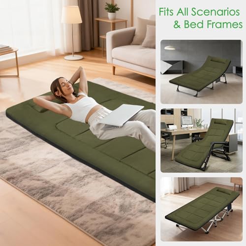 80 x 36 Inch Camping Cot Mattress Floor Mattress Waterproof Sleeping Pad for Camping Travel Easy to Store Floor Pad for Tent Cot Guest Garden Lawn Outdoor Indoor - color: Green