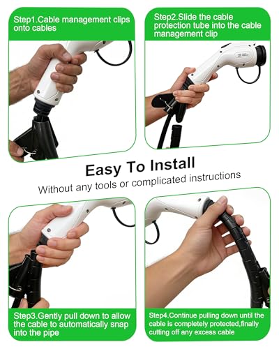 EV Charger Cable Protector 26FT, 7/8 inch Car Charging Cable Flexible Wire Covers Cord Protectors- Durable and Anti-Wear, Prevents Pet Chewing, Door Crush, and Concrete Scratches