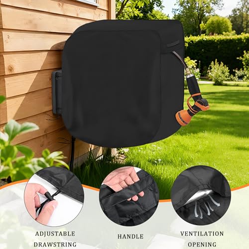 Garden Hose Reel Cover for Giraffe Tools AW50, Waterproof Outdoor Wall Mounted Hose Reel Protector with Drawstring, Dustproof Windproof Hose Storage Cover,A - color: A