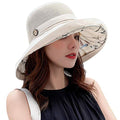 Women Mesh Sun Hats Summer Beach UV Protection UPF Packable Wide Brim Chin Strap - color: Yellowish-beige