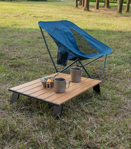 iClimb Ultralight Compact Mini Beach Picnic Folding Alu. Table with Carry Bag, Two Size (Nature - L) - color: Nature, size: Large