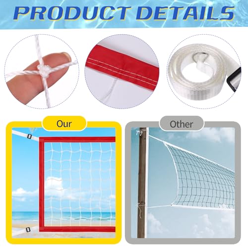 Replacement Pool Volleyball Net Adjustable Length 15ft - 25ft, Portable Volleyball Net for Outdoor Backyard Swimming Pool Beach - color: red