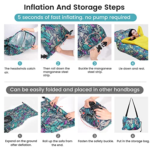 Inflatable Lounger, Ultralight Portable Ergonomic Beach Bed Air Sofa Couch Waterproof Anti-Air Leaking for Indoor Outdoor Hiking Camping Traveling, No Pump Required (Color E) - color: Color E