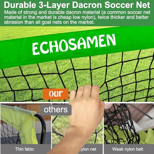 Kids Soccer Goals for Backyard, 2 of 6 x 4 ft Kids Soccer Goal Set Soccer Net with 10 Soccer Cones, Agility Ladder & Carry Bag, Portable Soccer Training Equipment. - color: Green