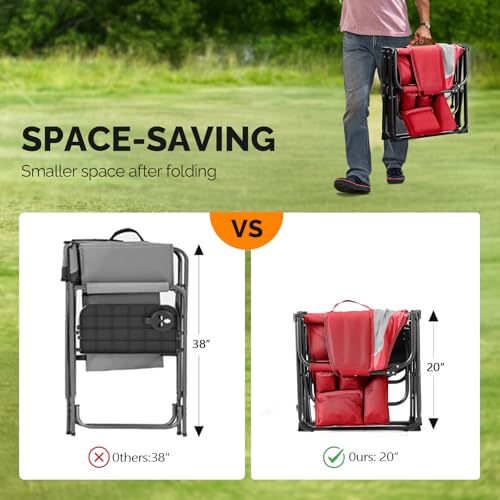 VINGLI Camping Chairs, Directors Chair, Camping Chair with Side Table & Carry Bag，Heavy Duty Camping Chairs for Adults,Portable Folding Camping Chair 2 Pack, for Beach, Fishing,Trip,Picnic,Lawn-Red - color: Red, size: 2P