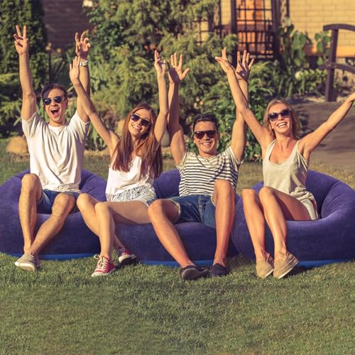 Realspring Inflatable Bean Bag Chairs Outdoor Blow up Camping Chairs Inflatable Lazy Sofa Folding Portable Bean Bag Loungers Couch for Movie Night(Blue,4 Pcs) - color: Blue