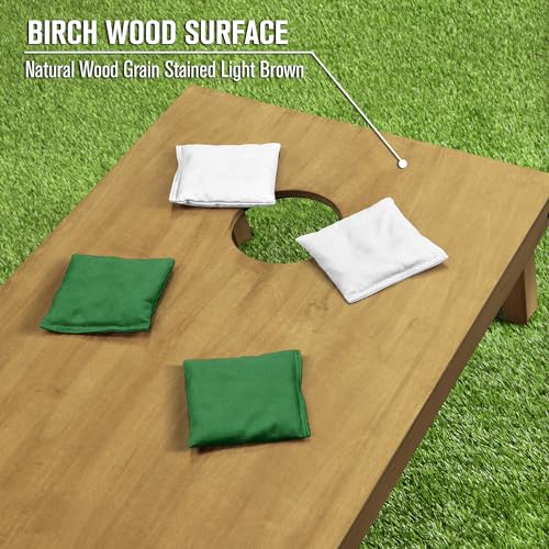 GoSports 4 ft x 2 ft Regulation Size Wooden Cornhole Boards Set with Light Brown Finish - Includes Carrying Case and Bean Bags - color: Dark Green & White, size: 4 ft x 2 ft