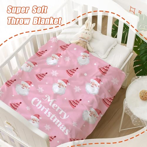 YeeJu Christmas Throw Blanket Baby Small Pink Santa Claus Blanket for Toddler Swaddle Crib Soft Cozy Lightweight Fuzzy Plush Fleece Blankets and Throws Xmas Winter Holiday Blanket 30x40 - color: Chrsitmas-06, size: 30"x40"