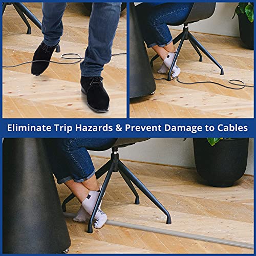 ZhiYo Floor Cord Cover 4ft, Cord Hider Floor Gray, Cable Management Cover Prevent Cable Trips, Wire Covers for Electric Power Cords, Wire Protector Cavity W0.47 x H0.28 - color: Grey, size: W1.2'' x L4'