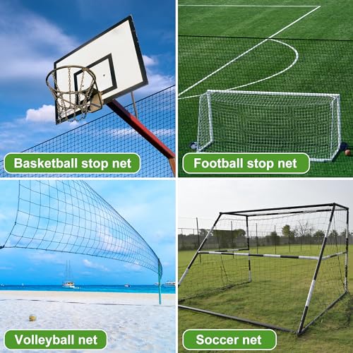 Heavy Duty Nylon Soccer Net, Easy to Install Sport Netting Barrier with Rope and Buckles, 10ft/15ft/20ft/30ft/40ft